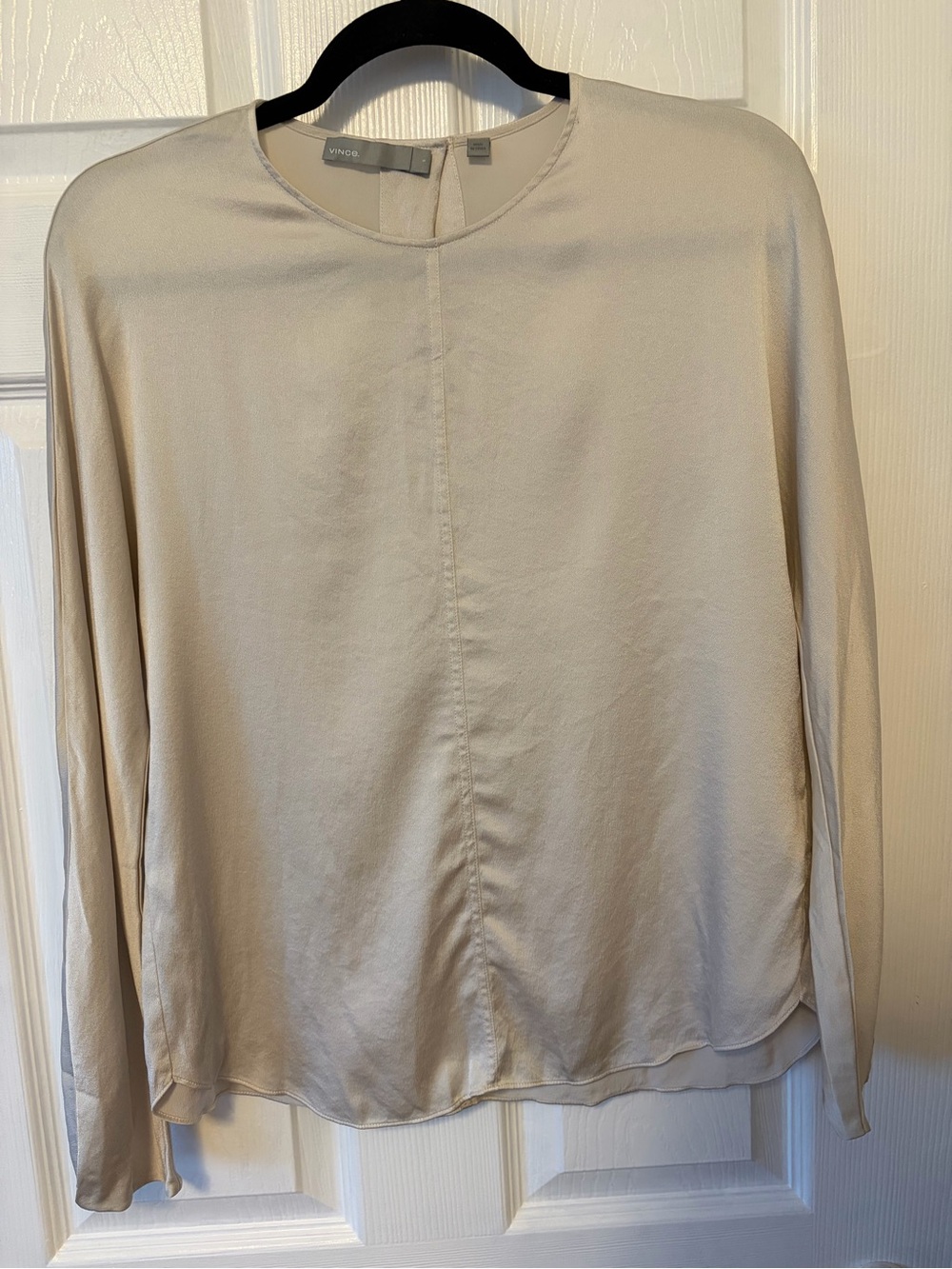 Vince Cream Long-Sleeve Silk Blouse